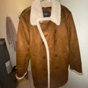 Guess mens Faux-Shearling Overcoat